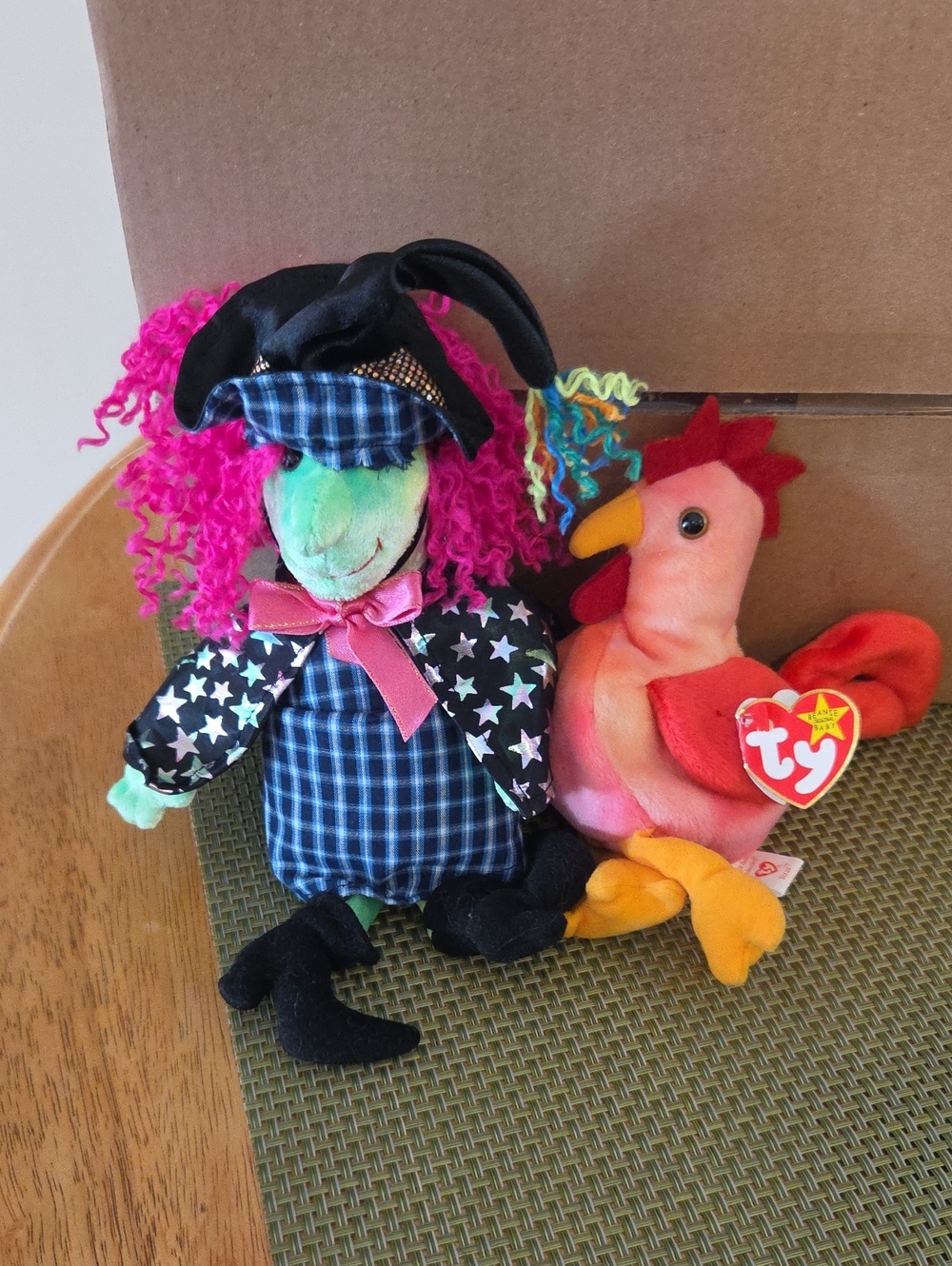 Colorful Pink & Red Rooster Plush by Ty - Soft Collectible Rooster